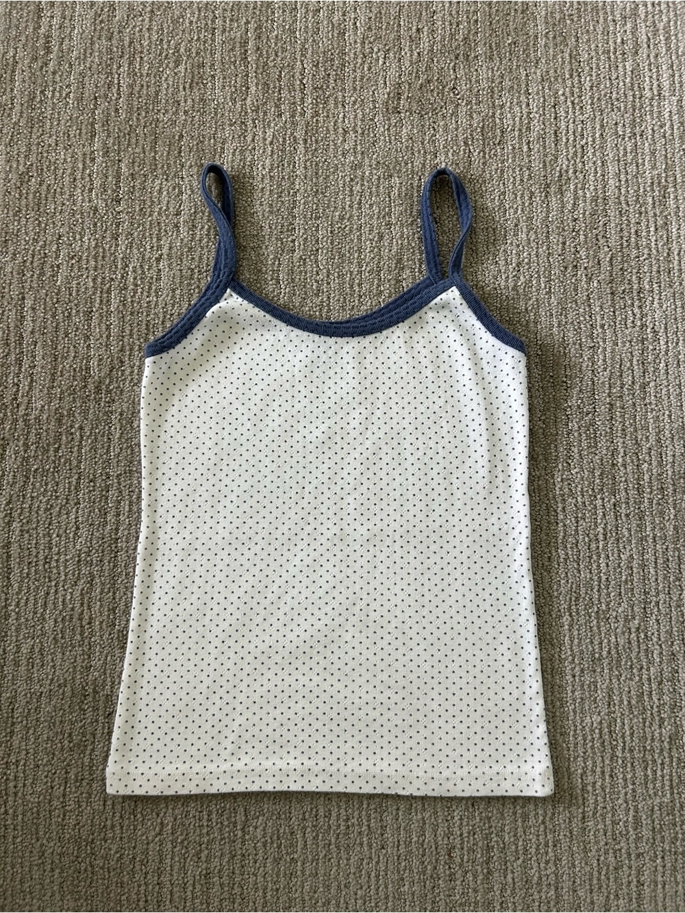 Scoop Neck Polka Dot Trim Tank Top Brandy Melville
